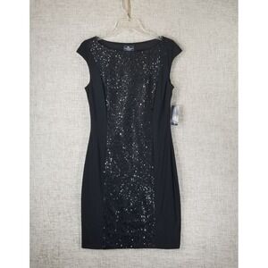American Living by Ralph Lauren Black Sequin Cocktail Dress Women's 10 Black